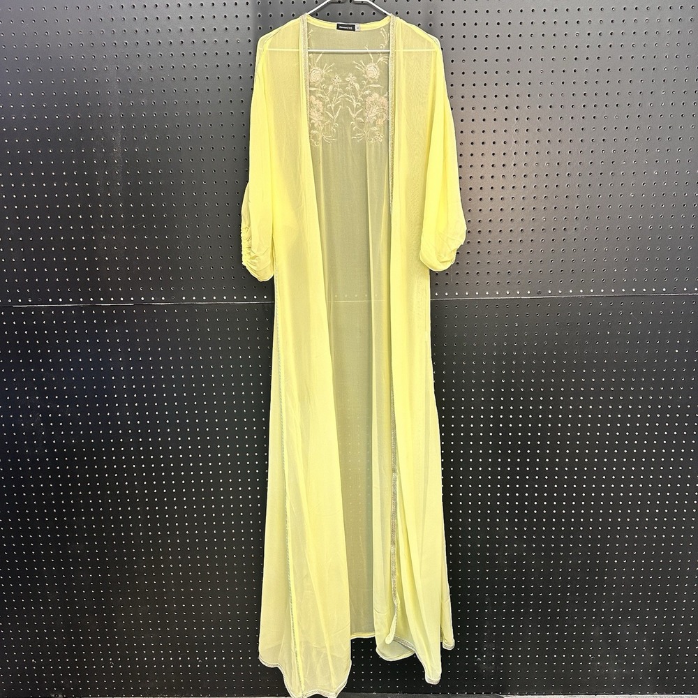 Women's Yellow Diamantine Cover Up Medium Hand Made In Morocco (0115)